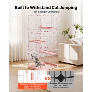 Grande Gabbia per Gatti a 4 Livelli, Recinto DIY Smontabile in Metallo 84x60x163 cm, Recinto per Interni - Product Image 3