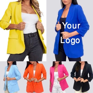 Señoras de manga larga Comfort Fit Regular Denim Turn-Down Blazers para mujeres/Damas Diseño de logotipo personalizado directo de fábrica de BD - Product Image 3