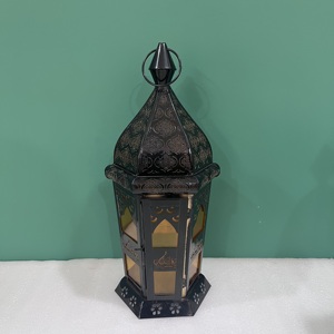 Artisan Design L642 Moroccan Iron Decorative <b>Lantern</b> with <b>Black</b> Finish - Product Image 5