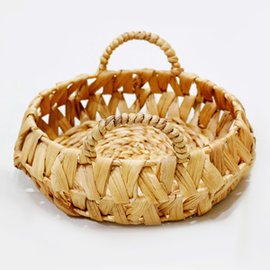 New Design Woven Handicraft Water Hyacinth <b>Basket</b> Tray Stylish Single Storage Living Room Bathroom Picnic Decor <b>Table</b> - Product Image 2