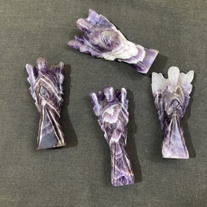 Vente en gros de magnifiques figurines d'anges en AMÉTHYSTE naturelle de 3 pouces, sculptures à la main, tours de fée d'amour, artisanat en cristal, anges - Product Image 4