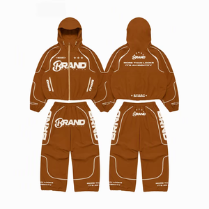 Wholesale Custom Patchwork Nylon Tracksuit Streetwear <b>Reflective</b> Lines Windbreaker Sweatsuit Zip up <b>Jacket</b> and Pants Sets <b>Men</b> - Product Image 4