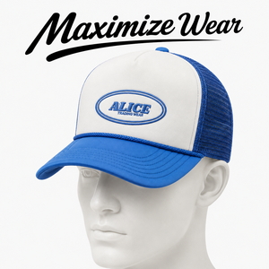 หมวกแก๊ปตาข่ายสีน้ำเงินขาว 5 แผง แบบ Snapback ปักโลโก้ สำหรับกีฬาและกิจกรรมกลางแจ้ง - Product Image 2