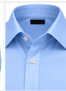 Chemise habillée homme bleu clair à manches longues la plus vendue, couleur unie, col rabattu, chemise formelle à manches complètes en popeline de coton OEM - Product Image 5