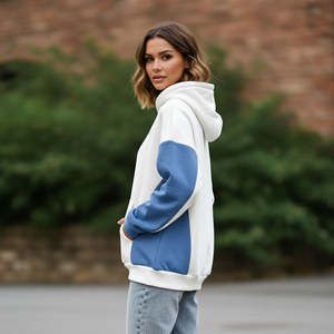 Custom Made <b>White</b> Blue Colors Women's Hoodies High Quality Cotton Fabric Heavy GSM Drop-Shoulder Baggy Style Hoodies <b>for</b> Woman - Product Image 5