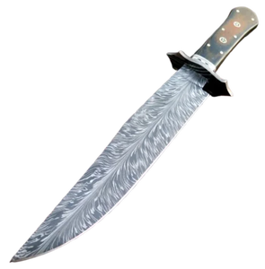 Cuchillo de Caza Premium de Acero Damasco con Hoja Fija, Hecho a Mano, Mango de Madera, Funda de Cuero, Venta al por Mayor - Product Image 2