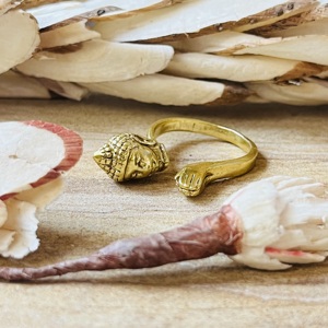 Nuevos Anillos de Buda Tribales de Latón para Boda y Compromiso, Anillo Abierto Religioso Chapado en Oro de 18k para Mujer, Venta al por Mayor/OEM/ODM - Product Image 1