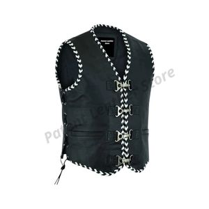 Chaleco de Cuero Genuino para Hombre, de Cuero Patentado, para Invierno, Resistente al Viento, Transpirable, Servicio Personalizado OEM, Venta al Por Mayor - Product Image 1