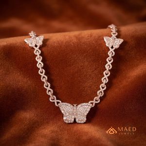 Collier pendentif papillon en moissanite plaqué or rose, bijoux de mode, collier à fine chaîne, New York City, look élégant et chic pour femmes - Product Image 2