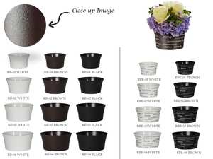 Pot de fleurs en plastique, forme ronde, 3 couleurs : blanc, marron, noir. Idéal pour offrir à la fête des mères, la fête des enseignants. - Product Image 3