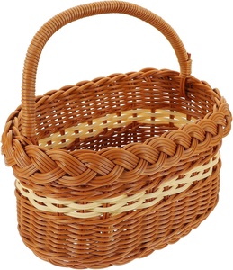 Mini panier de rangement en rotin tissé à la main avec doublure en tissu, petit organisateur rond en bambou, panier décoratif pour articles divers de bureau pour la maison - Product Image 1