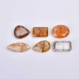 Pierre facettée multi-rutile à coupe exceptionnelle, gemmes multi-rutiles bien polies, pierres précieuses de tailles variées : 17x17, 25x12 mm, 6 pièces - Product Image 1