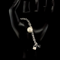 Bracelet à breloques en perles, couleur argent, bijoux vintage, cadeau pour femmes, bracelet de fête et de mariage