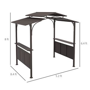 8FT X 5FT Brown Double Tiered Interlaced Polycarbonate <b>Roof</b> BBQ Grill Gazebo Steel Frame 2 Side Shelves Outdoor <b>Canopy</b> Pergola - Product Image 3