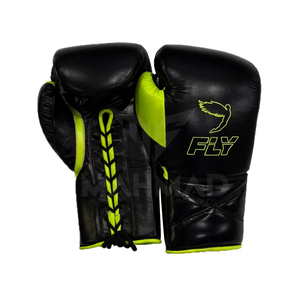 Ensemble d'entraînement de boxe le plus tendance et le plus vendu, noir avec bordure vert lime, comprenant des gants de boxe en cuir à lacets, un casque de protection et une protection inguinale, pour l'extérieur - Product Image 2