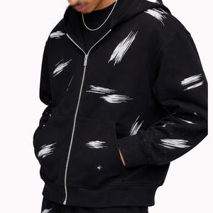 Sudadera con capucha para hombre con estampado integral, de algodón grueso y forro polar, corte holgado, con capucha y personalización OEM - Product Image 3