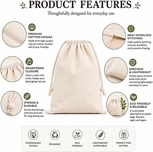 Eco-Friendly Pure Color <b>Canvas</b> <b>Drawstring</b> Mini <b>Bag</b> with Letter Pattern Extra Large Size Jewelry Cosmetics Exhibition Storage - Product Image 3