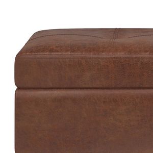 Panca contenitore con vassoio in stile vintage marrone sella Oregon - Sgabelli e pouf - Product Image 2