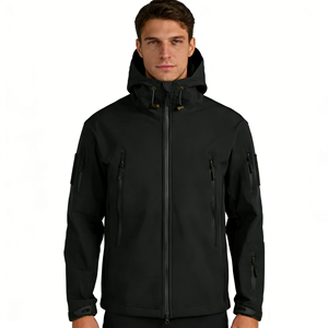 Veste longue en polaire enduite pour homme, coupe-vent, fermeture éclair en polyester, coupe classique, style vêtements de travail d'hiver - Product Image 4