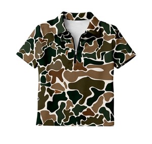 Hauts pour bébé garçon, chemises à manches courtes camouflage avec fermeture éclair pour enfants, vêtements d'été pour tout-petits - Product Image 6