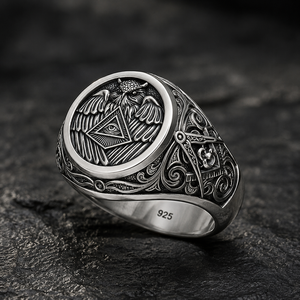 Anillo de Plata de Ley 925 con Ojo de Águila Oxidado Negro, Estilo Gótico - Product Image 1