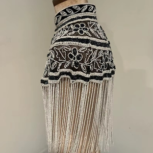 Top de punto vintage con estampado de Paisley y flecos, con cuentas, para mujer, de manga 3/4, plisado, holgado, adelgazante, diseño de nicho, versátil - Product Image 1