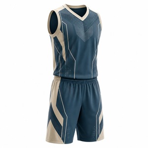 Ensemble uniforme de basket-ball pour hommes, maillot sans manches à col en V avec short à taille élastique, imprimé géométrique, évacuation de l'humidité, coupe athlétique - Product Image 5