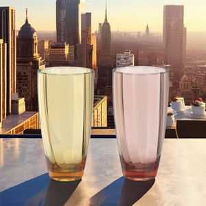 Meilleur prix Offre Spéciale 653ml 22oz gobelet coloré haute Transparent acrylique ondulé plissé grande boisson tasse correspondant couleur Base - Product Image 2