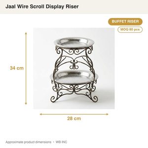 Handmade SS304 Buffet <b>Riser</b> 28 cm Antique Brass Frame Food Safe Plates Jaal Wire Scroll Display <b>Riser</b> for Home Decor Hotels - Product Image 4