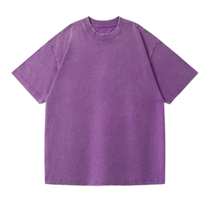 Heavyweight 100% Cotton Washed T-shirt Men High Quality Stone Wash Tee Custom Plain Boxy Fit Acid Wash <b>Tshirts</b> for Sports - Product Image 4