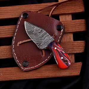 Damascus Steel Hunting <b>Knife</b> Straight Back Blade Wood <b>Handle</b> Outdoor Survival EDC Utility <b>Knife</b> - Product Image 3