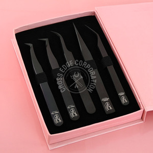 Pinzas de aislamiento de curva de luna con punta de fibra de pestañas profesional, pinzas de pestañas de acero inoxidable, pinzas de pestañas con logotipo personalizado - Product Image 1