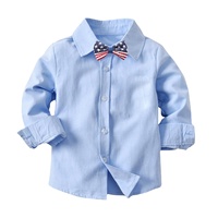 Chemise à manches longues en fibre de bambou tricotée imprimée pour garçons, avec nœud papillon, décontractée, écologique, respirante, vente en gros, vêtements pour enfants, usine OEM