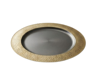Assiettes en métal avec bordure dorée de couleur personnalisée, assiettes de présentation pour la maison, les cafés et les cantines à bas prix - Product Image 6