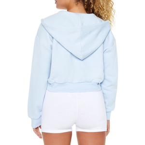 Hoodies courts à fermeture éclair très demandés, prix compétitif, vêtements d'extérieur en polaire à capuche, crop top à capuche pour femmes - Product Image 2