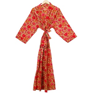 Kimono de Algodón Cómodo y Relajante para el Verano, con Cuello en V y Estampado Floral, Transpirable y de Secado Rápido, para Uso Casual - Product Image 1