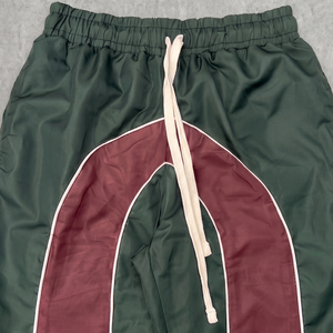 Pantalon de survêtement pour homme, vert et rouge, à blocs de couleur, taille élastique avec cordon de serrage, bande latérale, style décontracté automne, en polyester mi-lourd - Product Image 2