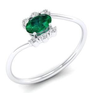 Bague de fiançailles REYES en argent sterling 925 avec moissanite taille ovale 0,5 carat, pierre précieuse émeraude, cadeaux de mariage, bijoux – Prix de gros - Product Image 2