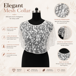 Elegante Capa Blanca con Cuello de Malla Bordado Floral para Mujer, Capa Transparente de Encaje, Ligera y Desmontable, para Fiestas Formales - Product Image 5