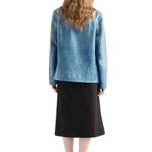 OEM Private Label Women's Vintage Nappa Lambskin Leather <b>Jacket</b> Luxury Notch Lapel Designer Top Custom Manufacturer - Product Image 2