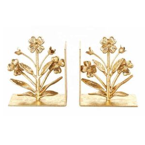 Serre-livres décoratif floral en métal doré avec détails scintillants Porte-livre Organisateur de bureau et d'étude pour étagères à livres Cadeau idéal Décoration - Product Image 1