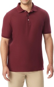 Polo à manches courtes pour homme, couleur bordeaux, tricoté, respirant, décontracté - Product Image 2