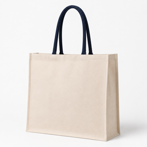 กระเป๋าผ้าแคนวาสเคลือบลามิเนต 300 GSM ขนาด 40x35x16 ซม. สีน้ำเงิน หูหิ้วบุผ้าฝ้าย รับทำโลโก้ตามสั่ง ขายส่ง กระเป๋าช้อปปิ้งสำหรับโปรโมชั่น - Product Image 4