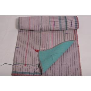 ผ้าห่มกันธากุดรีผ้าฝ้ายอินเดีย ทำมือ สไตล์โบโฮ วินเทจ ผ้าคลุมเตียง ผ้าห่มสองด้าน ไอเดียตกแต่ง - Product Image 6