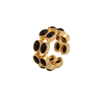 18 Karat vergoldeter breiter, verstellbarer Ring – schwarzer Onyx, ovaler Edelstein, Statement-Ring – handgefertigter Boho-Schmuck mit mehreren Steinen, Geschenk für sie