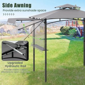 Gazebo a Doppio Livello 10.5 X 5 FT con Tettoia Laterale, Tenda Resistente e Pergola - Product Image 6