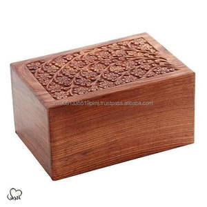Venta al por mayor de urnas de cremación grabadas de madera o caja de urnas de madera para cenizas de adultos con la mejor calidad terminada o urnas de suministros funerarios - Product Image 4
