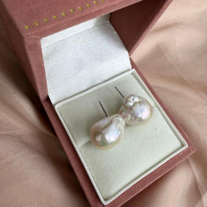 Boucles d'oreilles en perles d'eau douce naturelles Zhuji de 14 à 18 mm avec argent S925, style baroque, forte luminosité, tendance et simple - Product Image 4