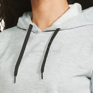 Pull en polaire à manches longues avec impression de logo personnalisé pour femmes, sweat à capuche à col montant, crop top 100% coton pour l'hiver - Product Image 5