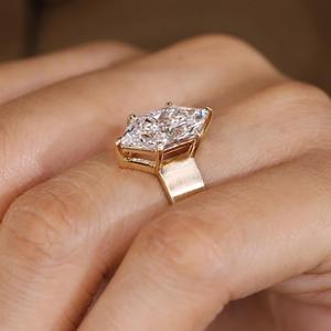 Dutch Marquise Cut Diamond Solitaire Ring with Wide Comfort Fit Band Solid Gold Engagement Ring Modern Minimalist Luxury Ring - Product Image 3